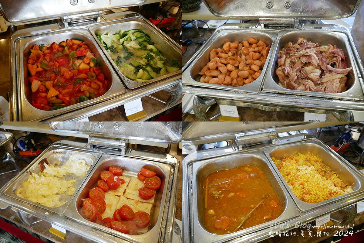 Le Pavillon 早餐熟食區，包含七道熱食與炒飯