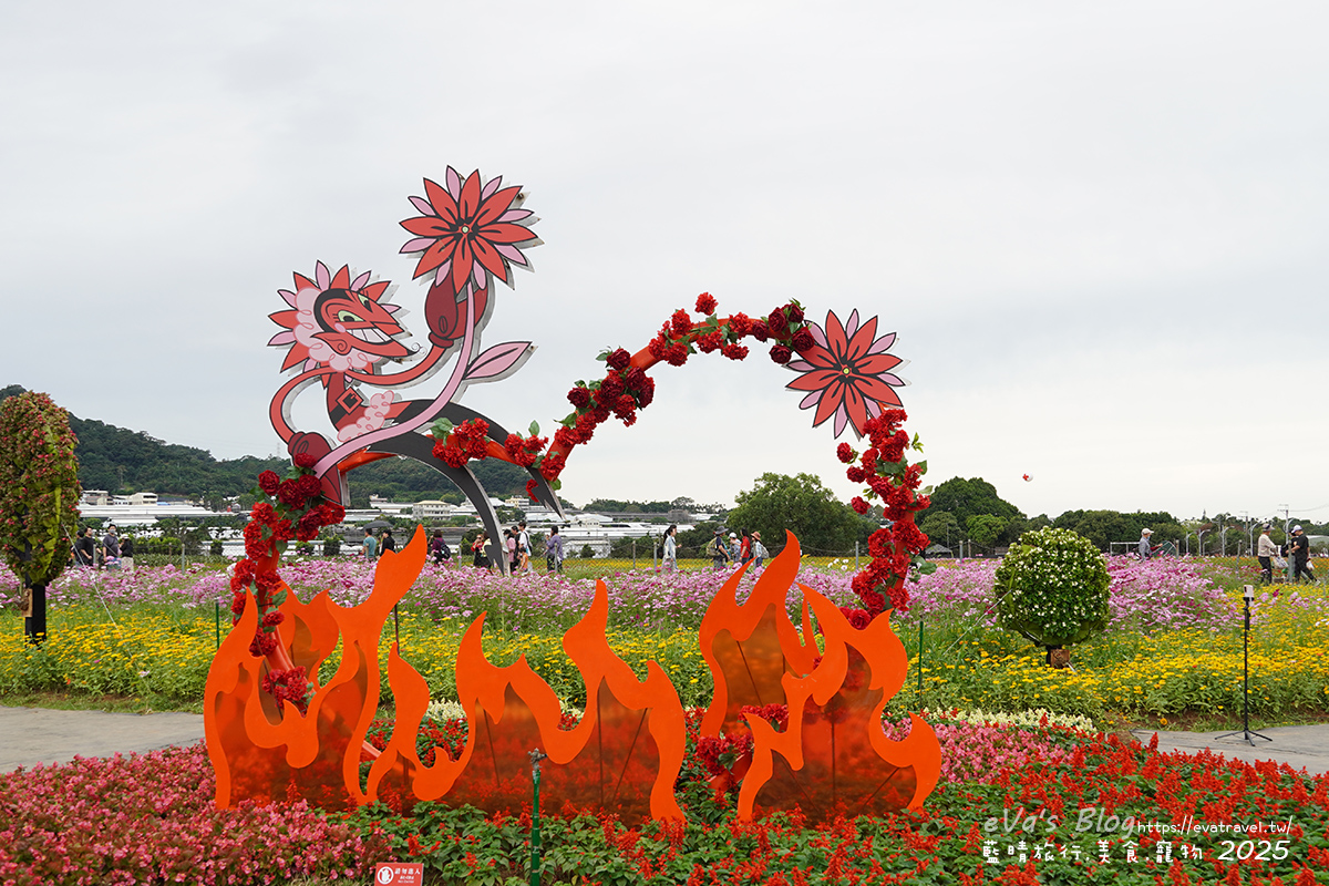 【台中景點】2025臺中國際花毯節|花城任務 × 飛天小女警(展期11/08–11/30,寵物友善)漸層花海打造繽紛色彩世界。台中親子旅遊 - 第68張圖