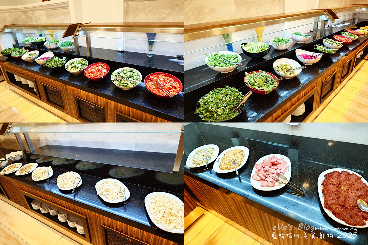 艾敏科卡克卡帕多西亞溫泉飯店第四天早餐自助吧，提供生菜沙拉、乳酪起司與冷盤抹醬
