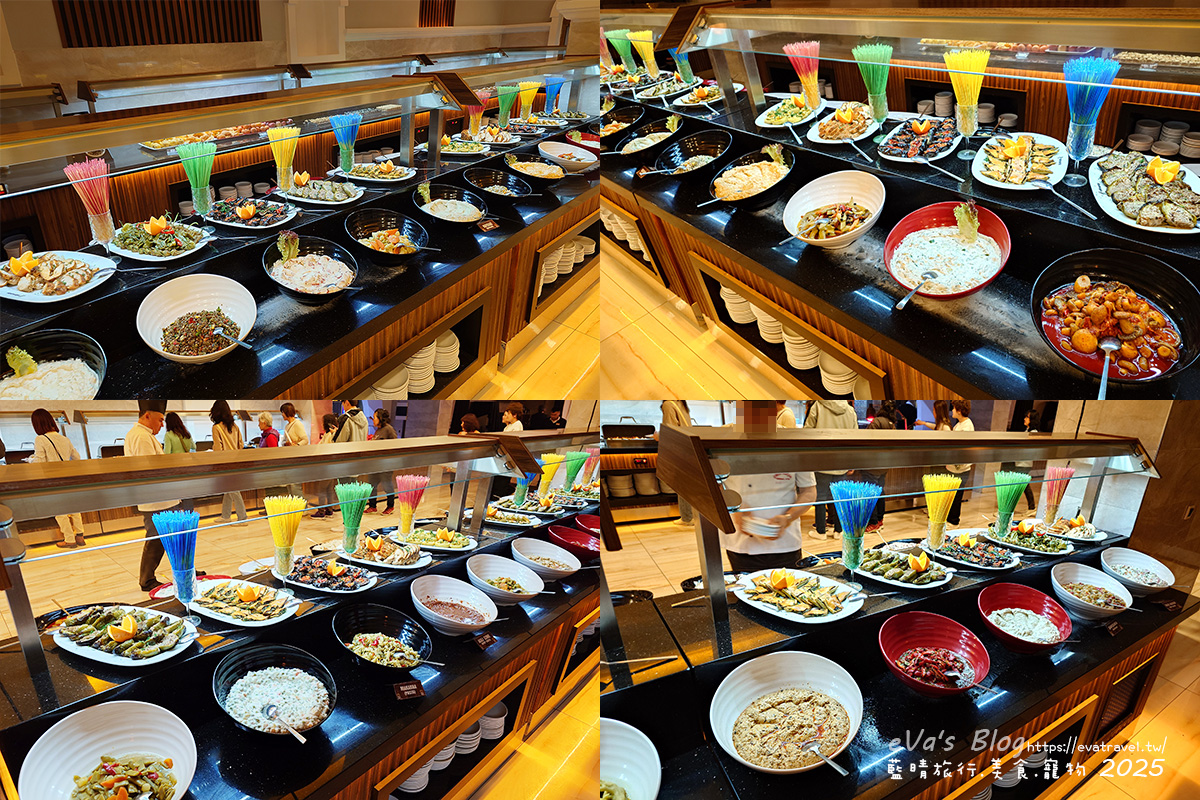 艾敏科卡克卡帕多西亞溫泉飯店第一天晚餐自助吧，提供土耳其特色冷盤料理