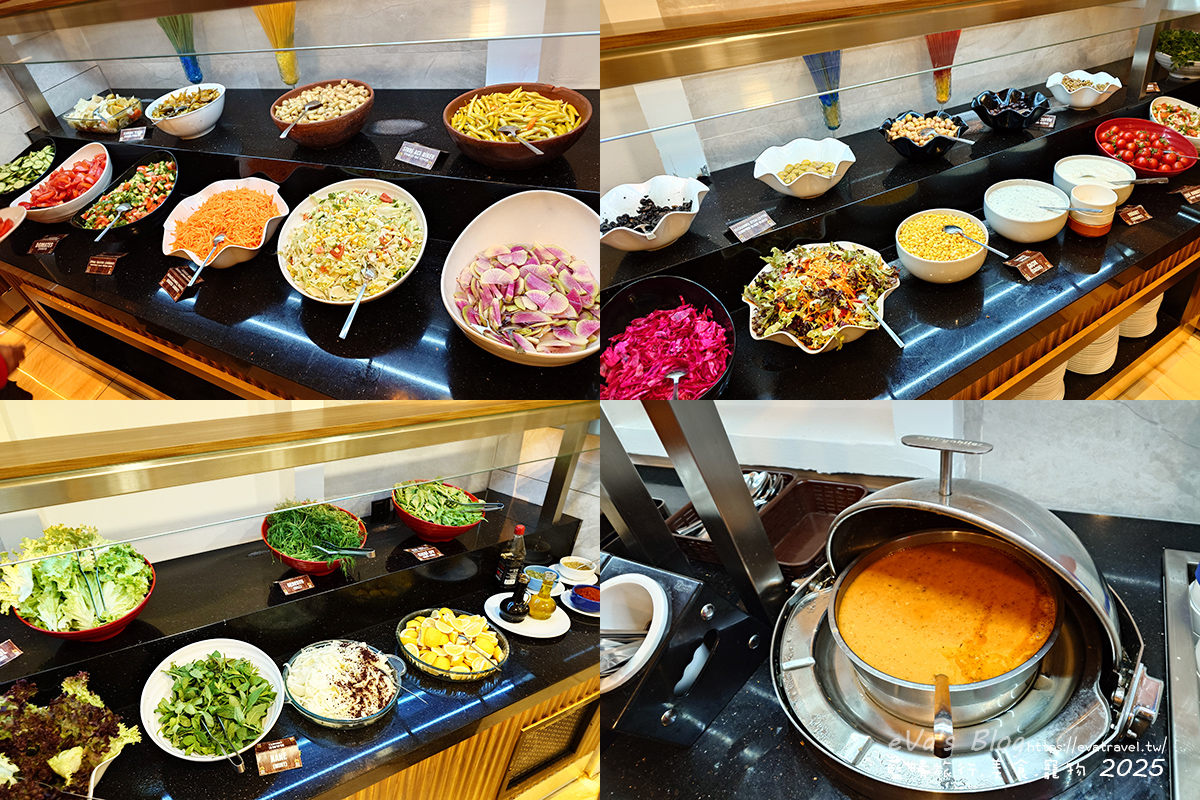 艾敏科卡克卡帕多西亞溫泉飯店第一天晚餐沙拉、優格與土耳其特色料理區